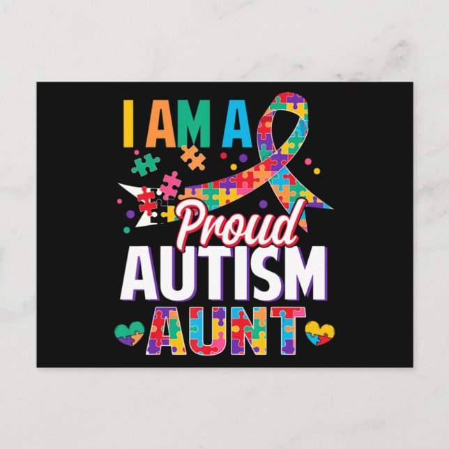 I'm a Proud Autism Aunt Autism Awareness Puzzle Pi Vykort (Framsida)