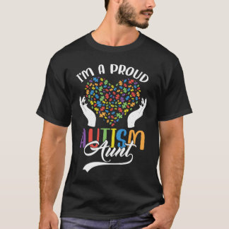 I'm A Proud Autism Aunt Autism Puzzle Heart Awaren T Shirt