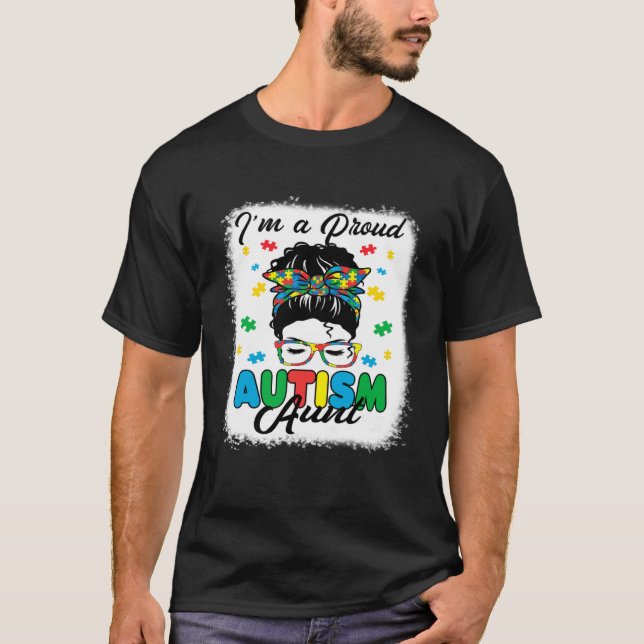 I'm A Proud Autism Aunt Love Heart Autism Awarenes T Shirt (Framsida)