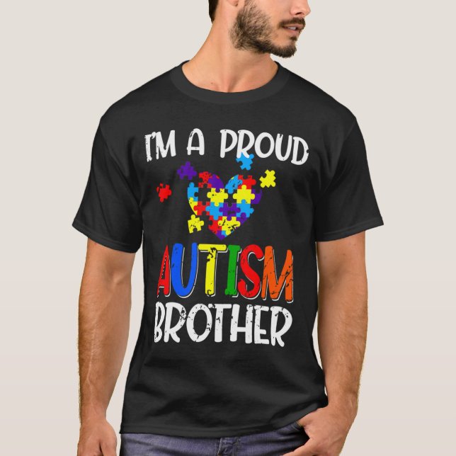 Im A Proud Autism Brother Autism Awareness Costume T Shirt (Framsida)