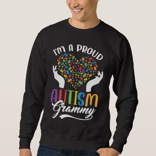 I'm A Proud Autism Grammy Autism Puzzle Heart Awar Lång Ärmad Tröja (Framsida)