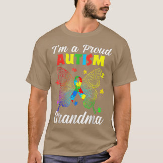I'm A Proud Autism Grandma Puzzle Ribbon Butterfly T Shirt