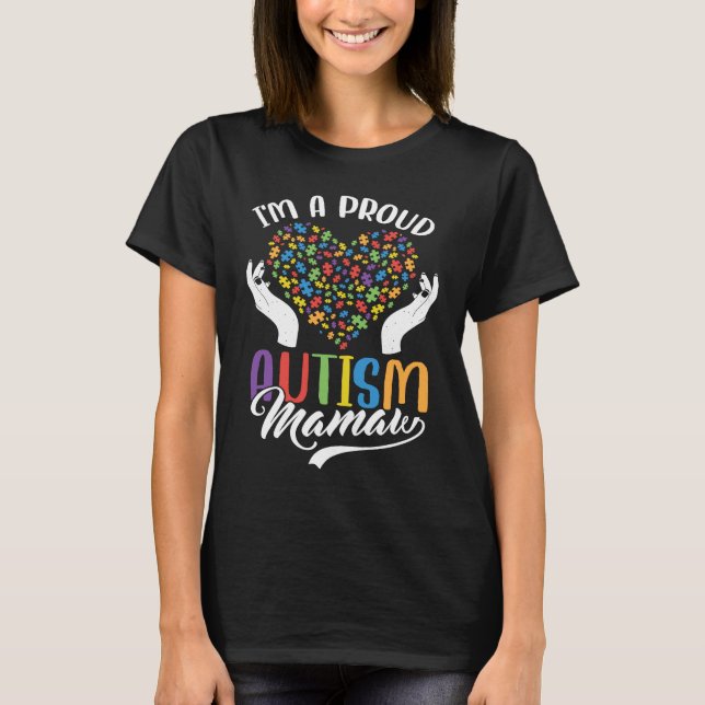 I'm A Proud Autism Mamaw Autism Puzzle Heart Aware T Shirt (Framsida)