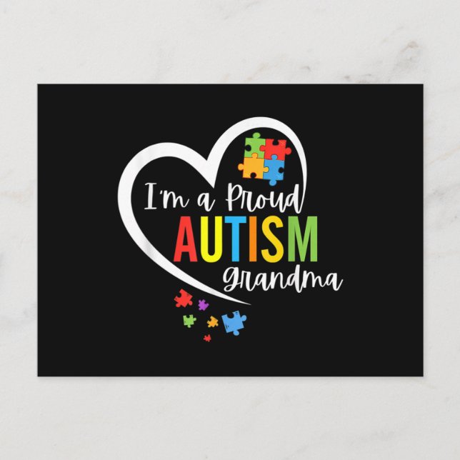 I'm A Proud Grandma Love Heart Autism Awareness Pu Vykort (Framsida)