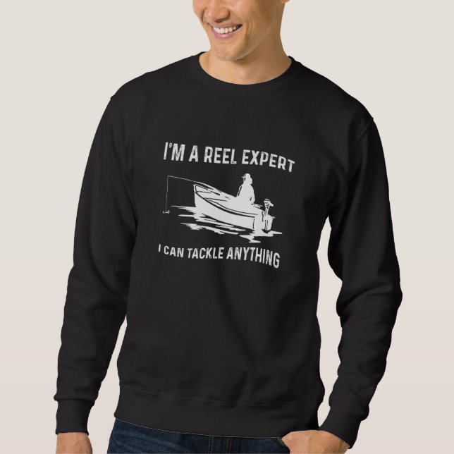Im A Reel Expert Joke Design and Fisherman Lång Ärmad Tröja (Framsida)