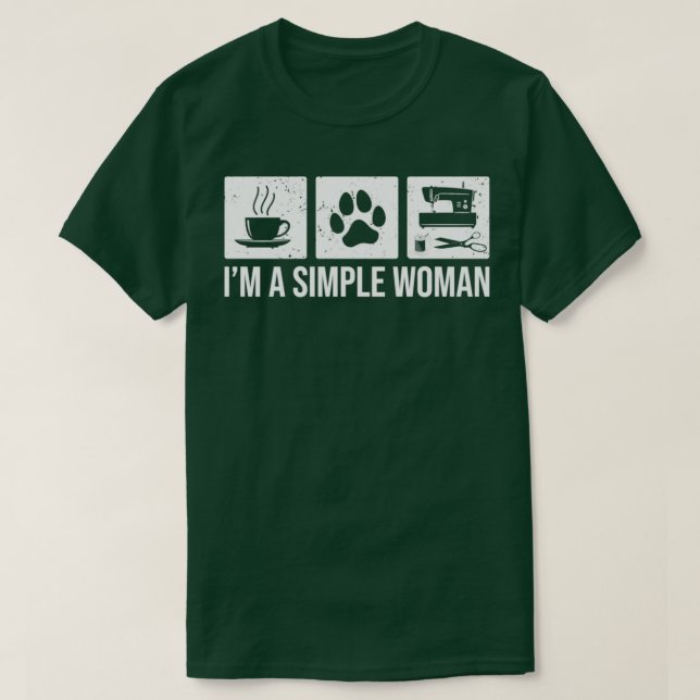 Im A Simple Woman Coffee Hund Sewing Quilt T Shirt (Design framsida)