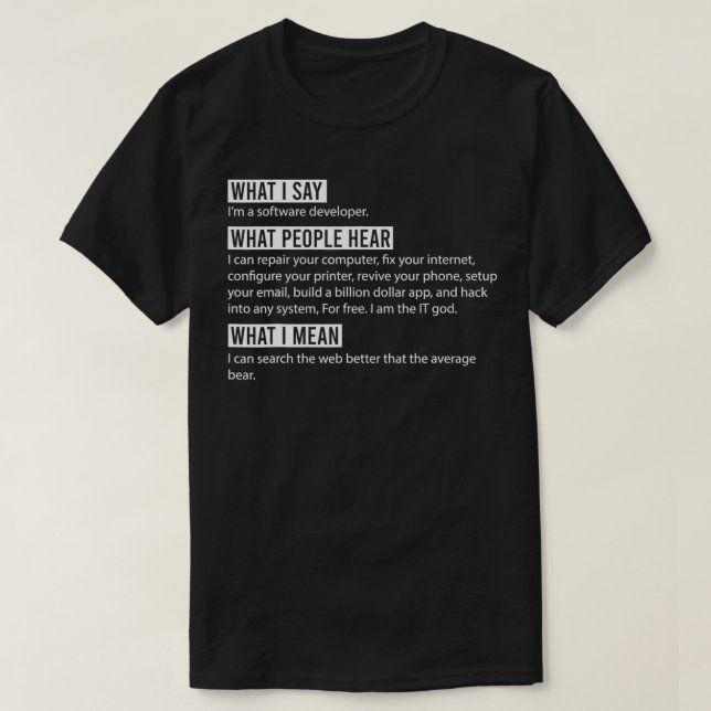 Im a Software Developer Funny Programming Program T Shirt (Design framsida)