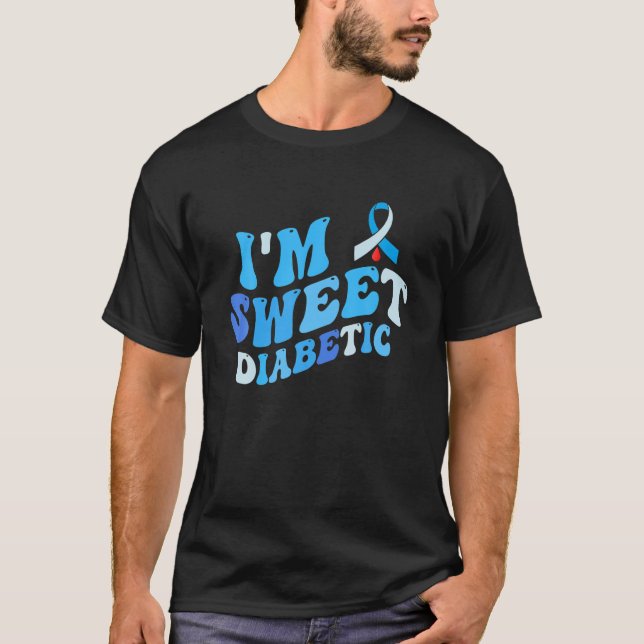 Im A Söttyp 1 Diabetesmedvetenhet T1D Blue Ribb T Shirt (Framsida)