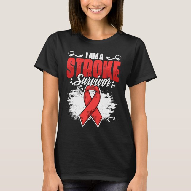 I'm A Stroke Survivor Red Ribbon Stroke Awareness  T Shirt (Framsida)