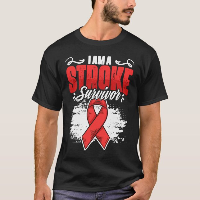 I'm A Stroke Survivor Red Ribbon Stroke Awareness  T Shirt (Framsida)
