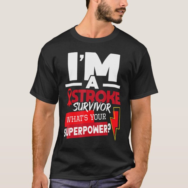 I'm A Stroke Survivor  Stroke Awareness Red Ribbon T Shirt (Framsida)