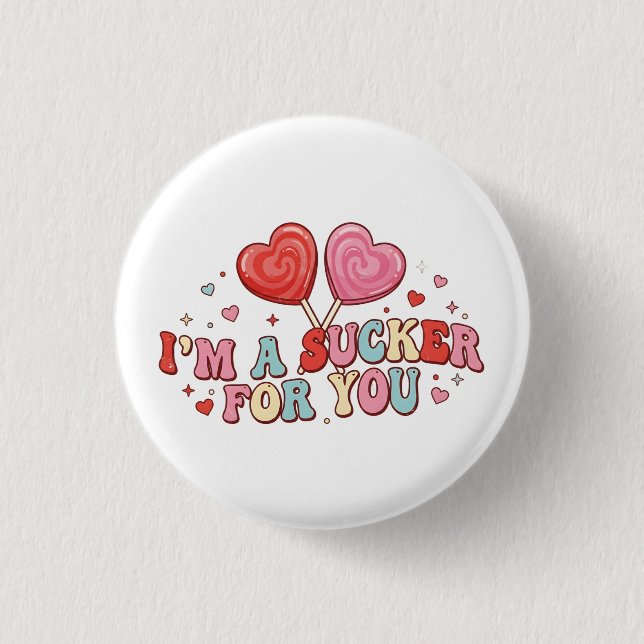 I'm A Sucker For You | Funny Retro Valentine's Day Knapp (Framsida)