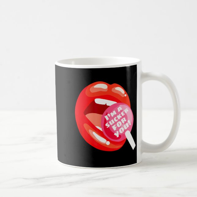I'm A Sucker For You Red Lips Candy Lollip Valenti Kaffemugg (Höger)