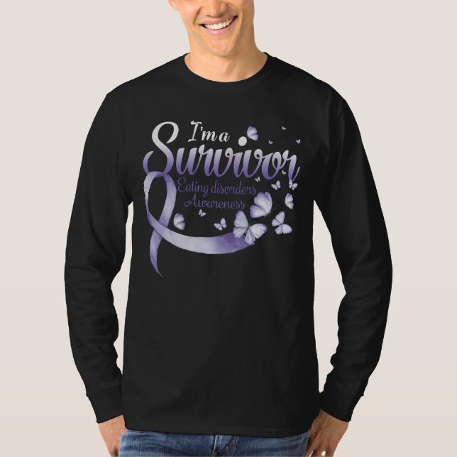 I'm A Survivor Eating Disorders Awareness Butterfl T Shirt (Framsida)