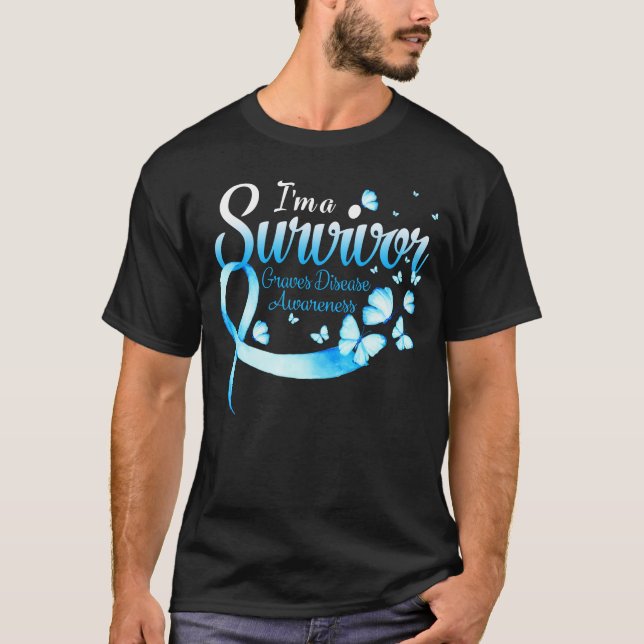 I'm A Survivor Graves Disease Awareness Butterfly  T Shirt (Framsida)