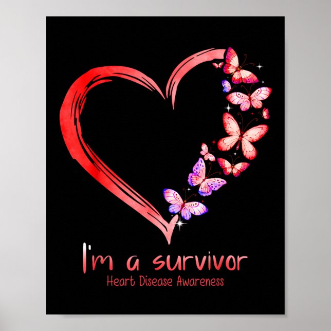 Im A Survivor Heart Disease Awareness Month Red Ri Poster (Framsidan)