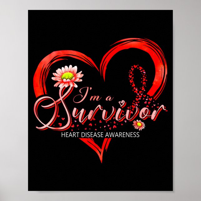 Im A Survivor Heart Disease Awareness Month Red Ri Poster (Framsidan)