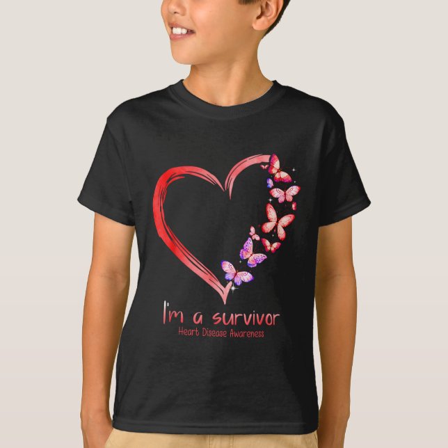 Im A Survivor Heart Disease Awareness Month Red Ri T Shirt (Framsida)