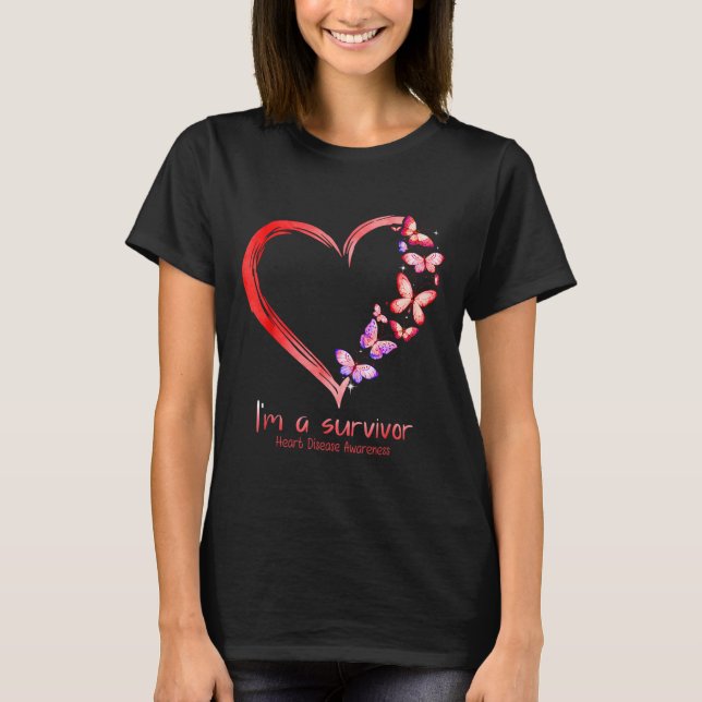 Im A Survivor Heart Disease Awareness Month Red Ri T Shirt (Framsida)