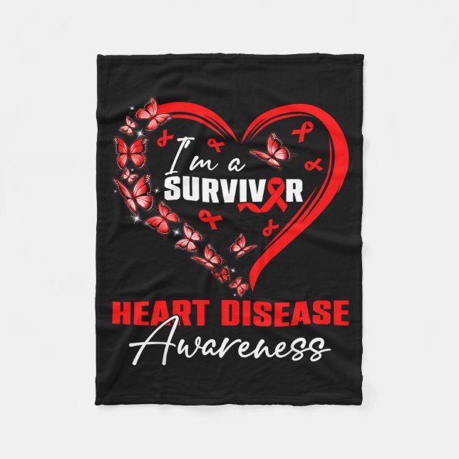 I'm A Survivor Heart Disease Awareness Red Butterf Fleecefilt (Framsidan)