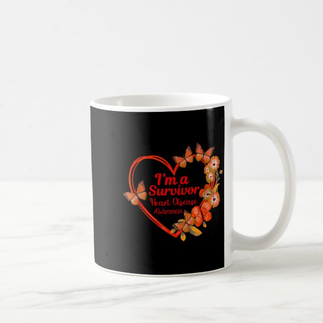 I'm A Survivor Heart Disease Awareness Red Butterf Kaffemugg (Höger)