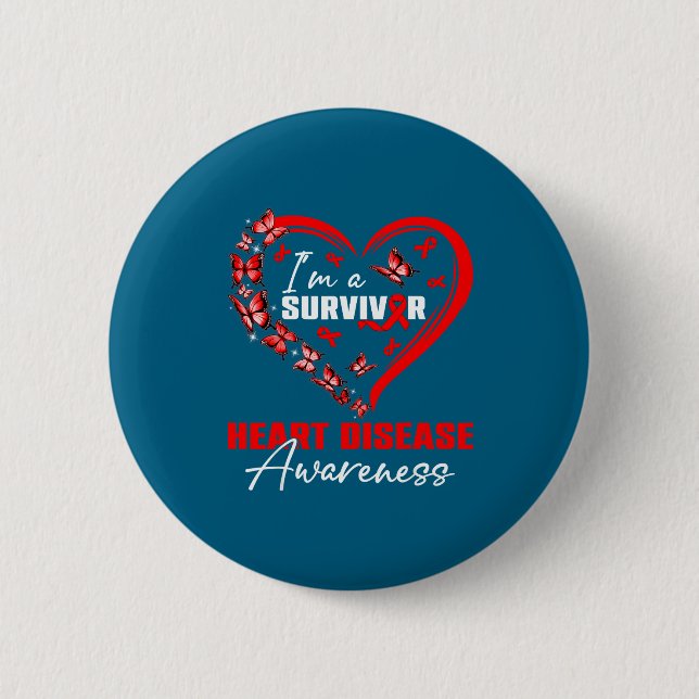 I'm A Survivor Heart Disease Awareness Red Butterf Knapp (Framsida)