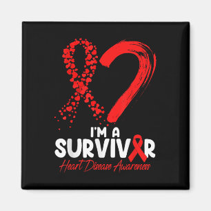 Im A Survivor Heart Disease Awareness Red Ribbon m Magnet