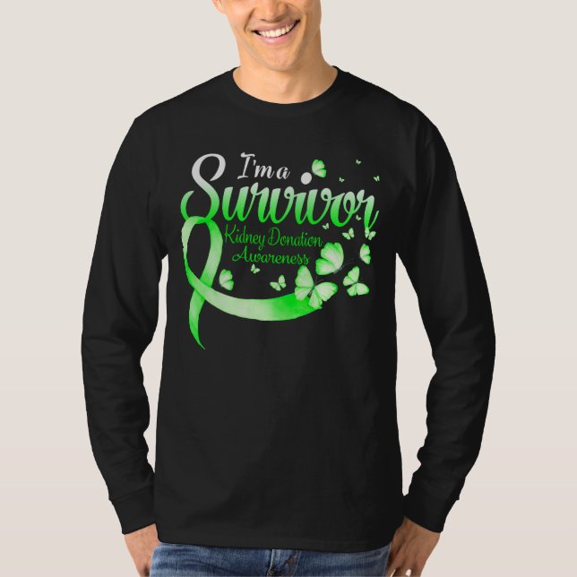 I'm A Survivor Kidney Donation Awareness Butterfly T Shirt (Framsida)