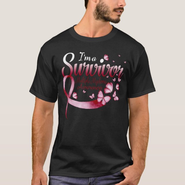 I'm A Survivor Multiple Myeloma Awareness Butterfl T Shirt (Framsida)