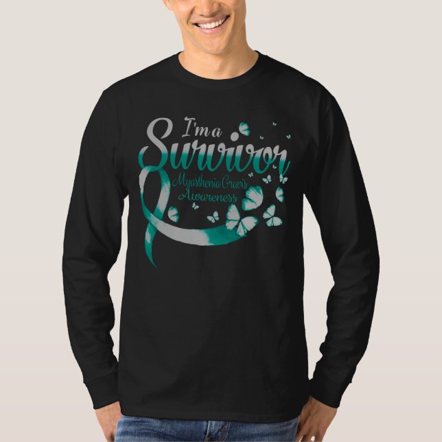 I'm A Survivor Myasthenia Gravis Awareness Butterf T Shirt (Framsida)