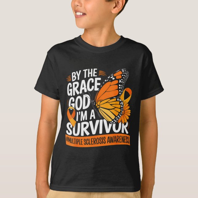 Im A Survivor Orange Ribbon Multiple Sclerosis Awa T Shirt (Framsida)
