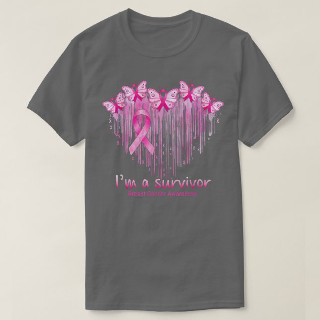 I'm A Survivor Pink Butterfly Breast Cancer Awaren T Shirt (Design framsida)