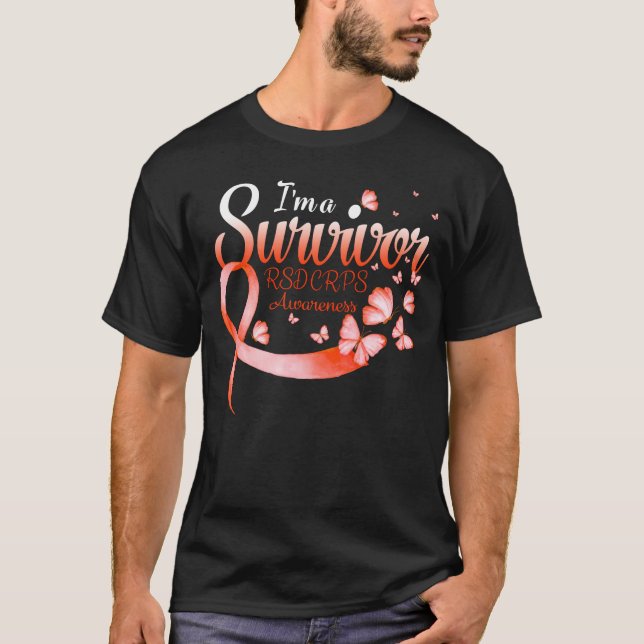 I'm A Survivor RSD CRPS Awareness Butterfly Ribbon T Shirt (Framsida)