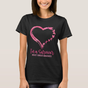 Im A Survivor Shirt Rosa Butterfly Heart Breast Ca T