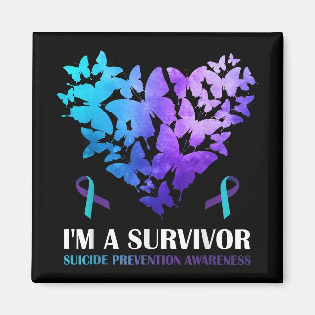 Im A Survivor Suicide Prevention Awareness Butterf Magnet (Framsidan)