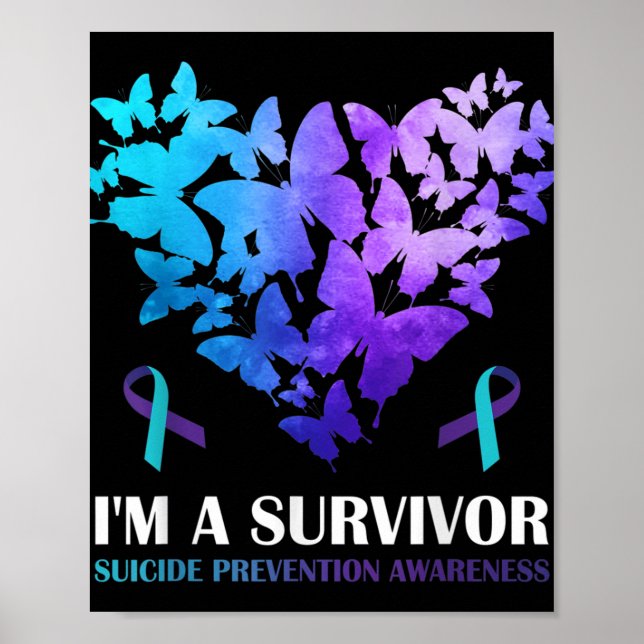 Im A Survivor Suicide Prevention Awareness Butterf Poster (Framsidan)