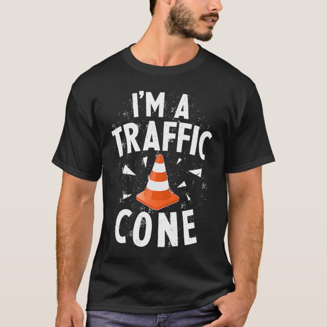 I'm A Traffic Cone Lazy Easy Simple Halloween Cost T Shirt (Framsida)