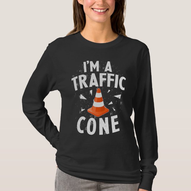 I'm A Traffic Cone Lazy Easy Simple Halloween Cost T Shirt (Framsida)