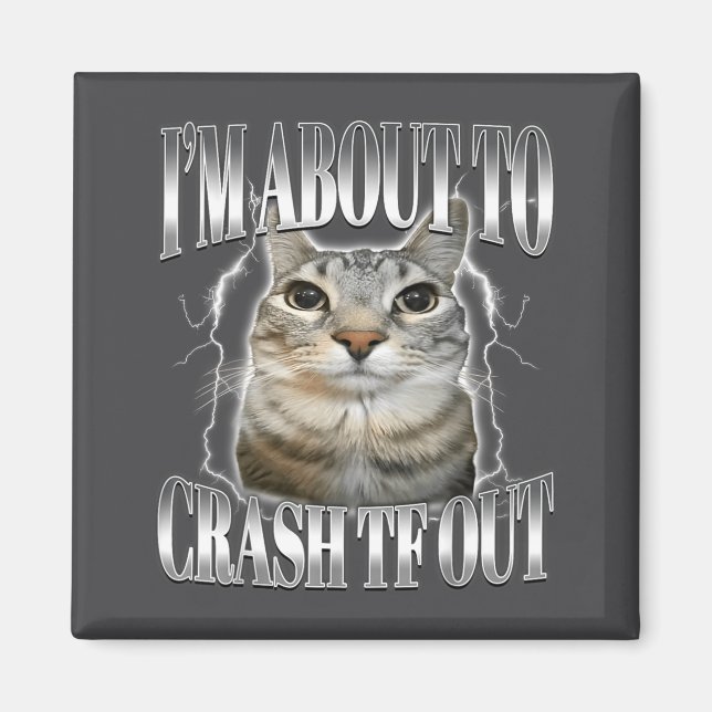 I'm About To Crash Out Funny Staring Cat Brainrot  Magnet (Framsidan)