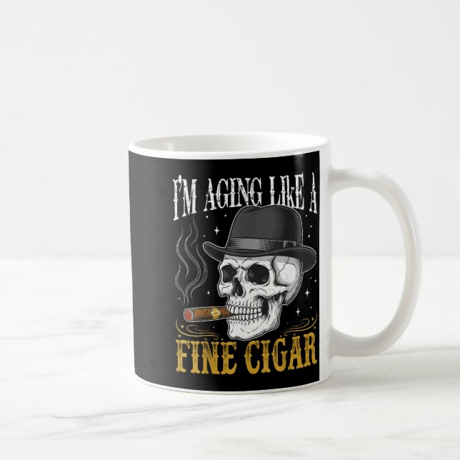 I'm Aging Like A Fine Cigar Funny Skull Dad Retro  Kaffemugg (Höger)
