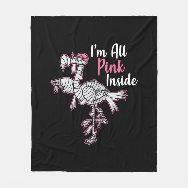 Im All Rosa Inside Funny Halloween Flamingo Gift Fleecefilt (Framsidan)
