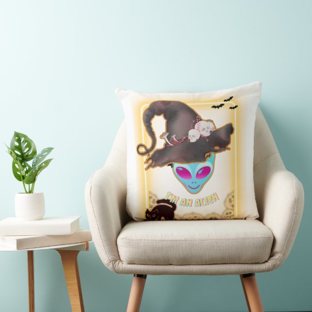 : "I'M AN ALIEN" Halloween Throw Pillow Kudde (Stol)