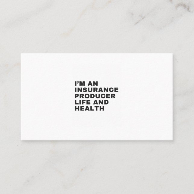 I'M AN INSURANCE PRODUCER LIFE AND HEALTH VISITKORT (Framsida)