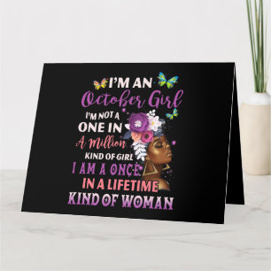 Im An oktober Girl Afro Black Women Queen Birthday Kort