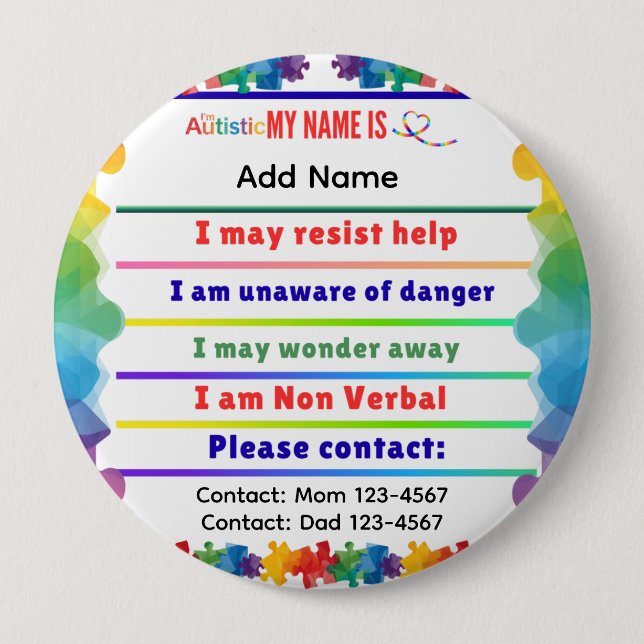 I'm autistic non verbal pin Button badge Knapp (Framsida)