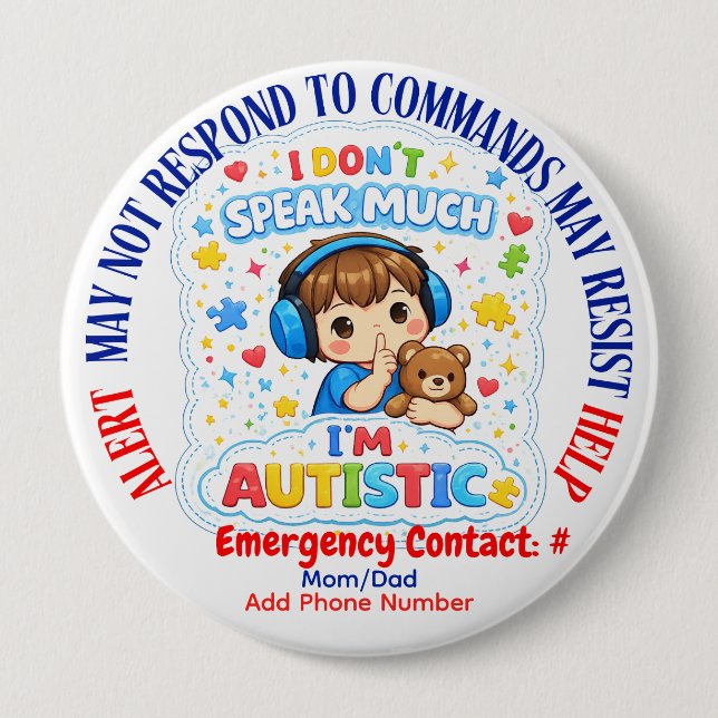 I'm autistic non verbal pin Button badge Knapp (Framsida)