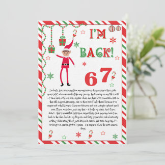 I'm back Elves Letter - Elf Welcome letter card Inbjudningar