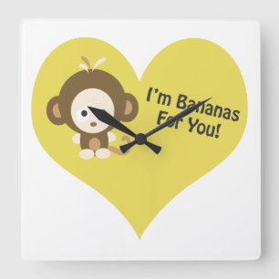 Im Bananas till dig Monkey Fyrkantig Klocka