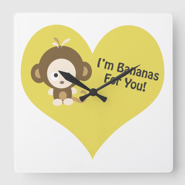 Im Bananas till dig Monkey Fyrkantig Klocka (Framsida)