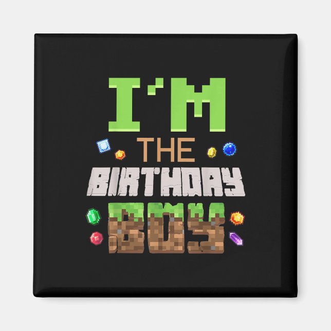 Im Birthday Boy Party Video Gamer Pixel Number Magnet (Framsidan)